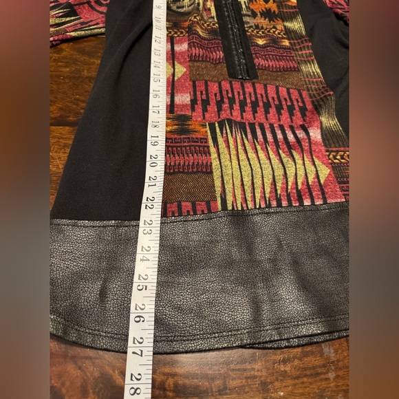 Bali Corp Of Canada Vintage Aztec Print Faux Leather Tunic Sz M - Picture 6 of 7